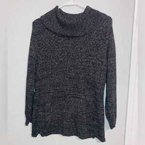 Karen Scott Black and Brown Cowl Neck Sweater